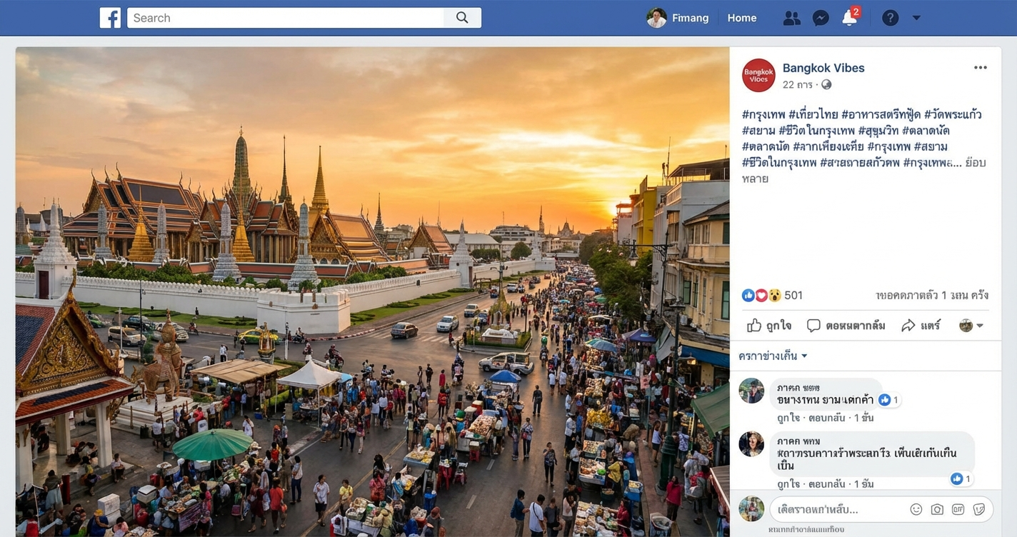 タイ語ハッシュタグを使った投稿イメージ